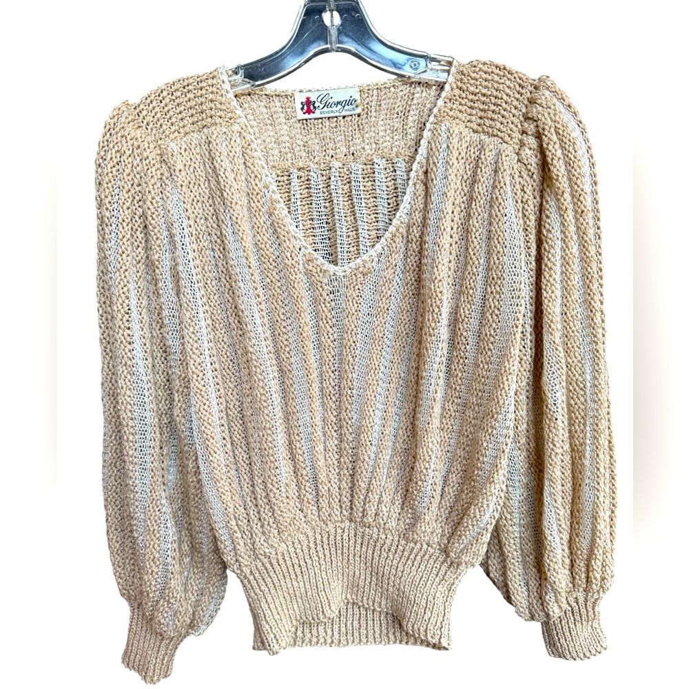 Vintage 80’s Giorgio of Beverly Hills  Beige Knit Sweater.